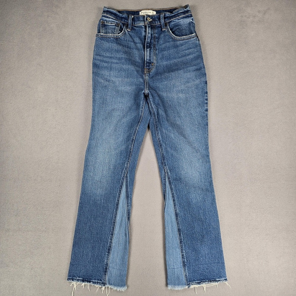 Abercrombie &‎ Fitch Jeans Womens 2 Medium Wash Kick Flare High Rise Raw Hem